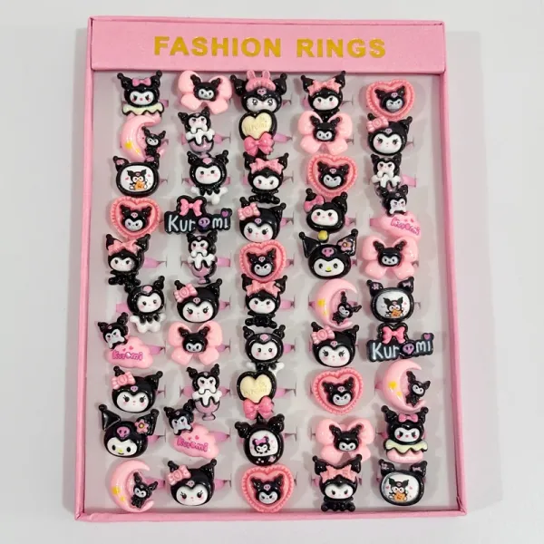 Sanrio Kuromi Fashion Rings Set Pink Jewelry - 1