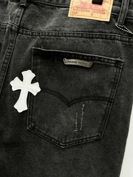 Chrome Hearts Cross-Embroidered Beige Denim Jeans - 10