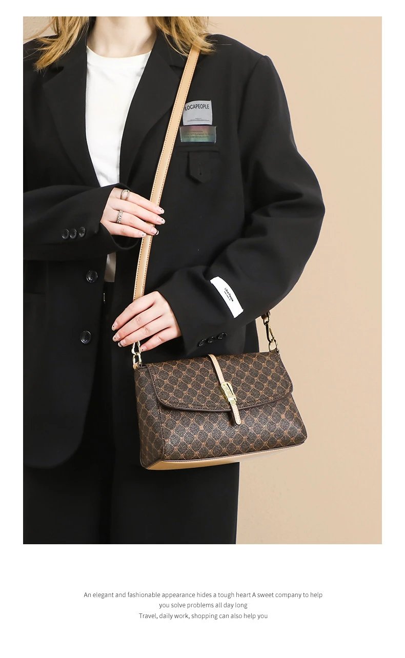 Design Luyis & Monlisa Crossbody Bag Beige Monogram Print Shoulder Bag Crossbody Bags - 14