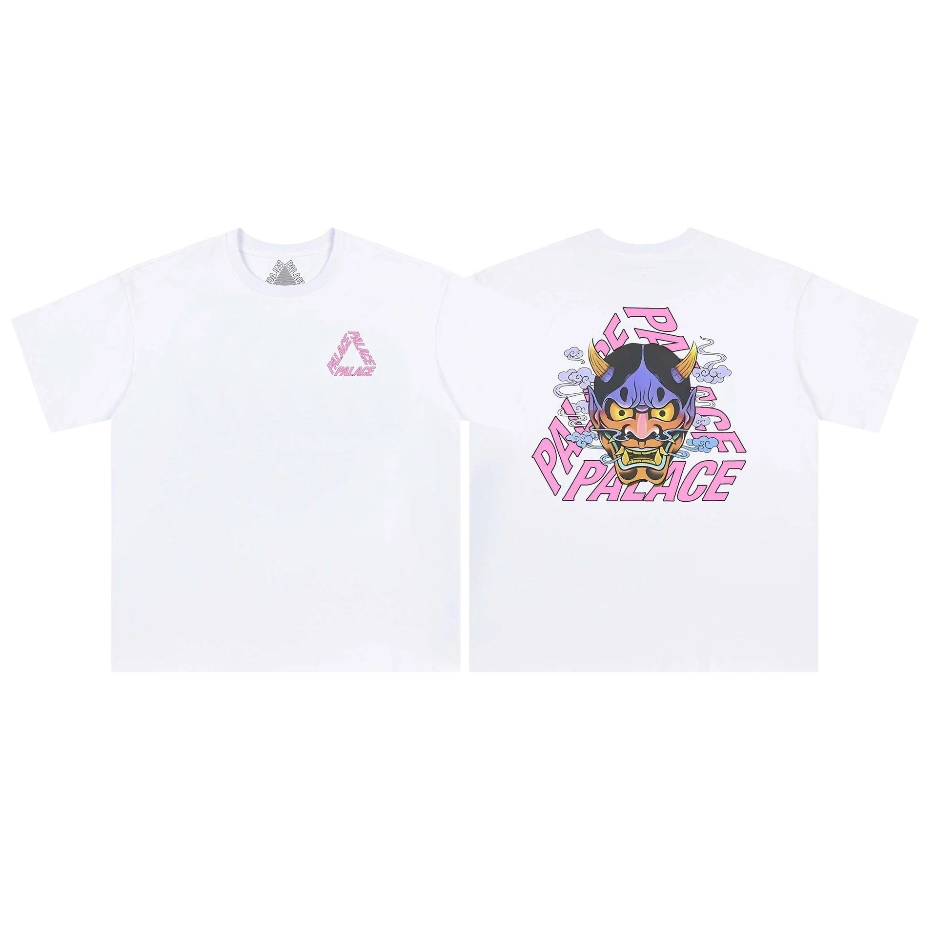 Palace Skateboards Oni Mask Pink Print White T-Shirt