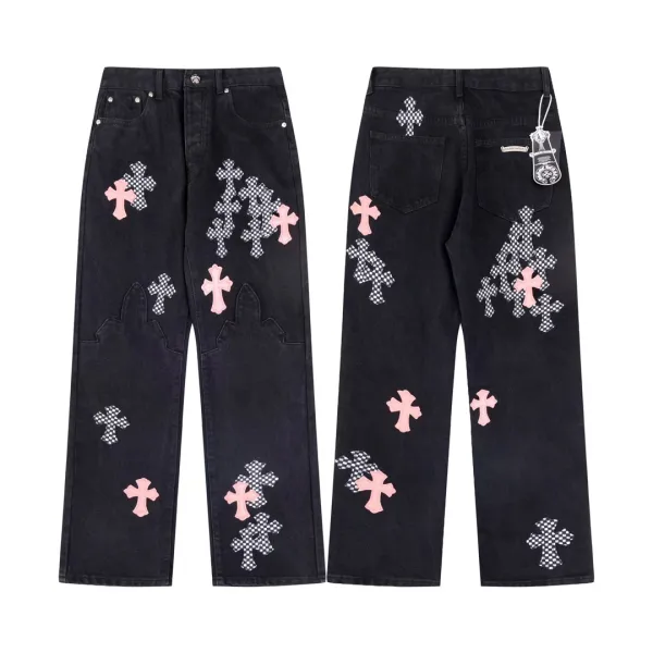 Chrome Hearts Cross Patchwork Black Jeans - 1