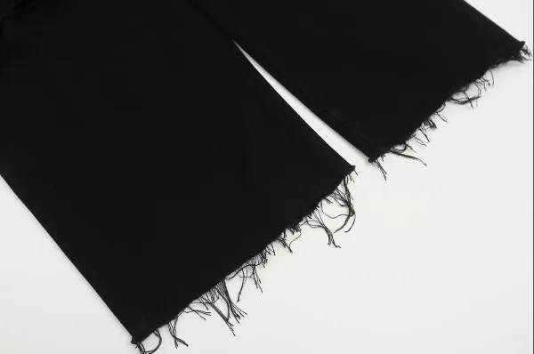 Design Wide-Leg Distressed Black Jeans - 5