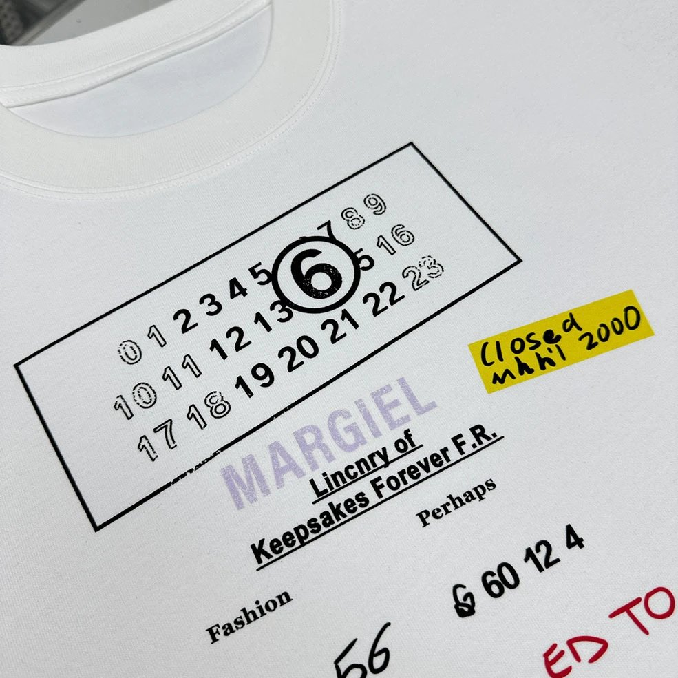 Maison Margiela Logo Embroidered T-Shirt White and Black - 42