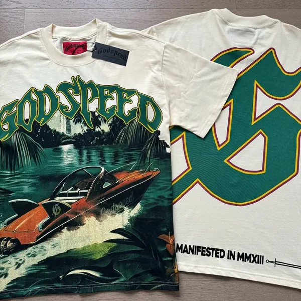 Godspeed Skull Graphic Beige T-Shirt - 16