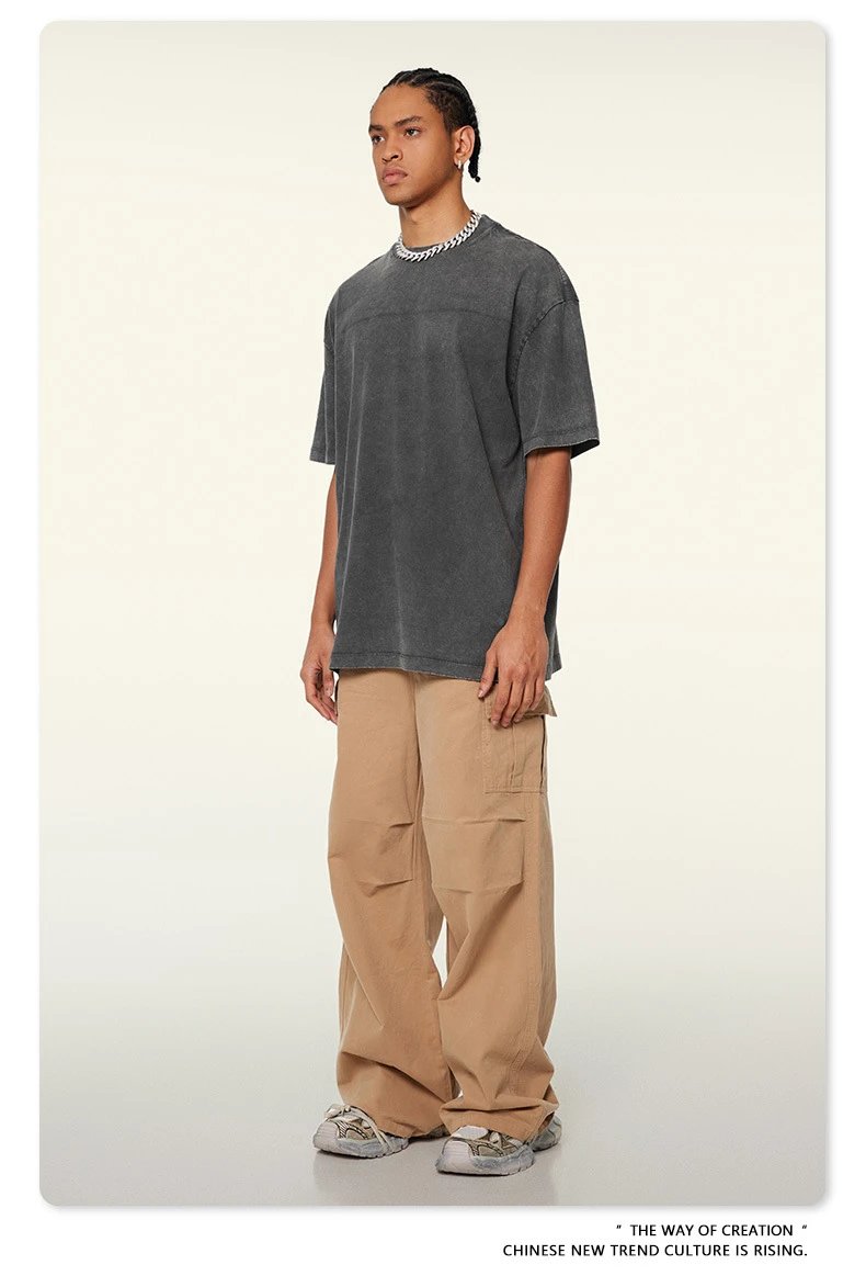 Design Beingmove Washed Beige Oversized T-Shirt T-Shirts - 63