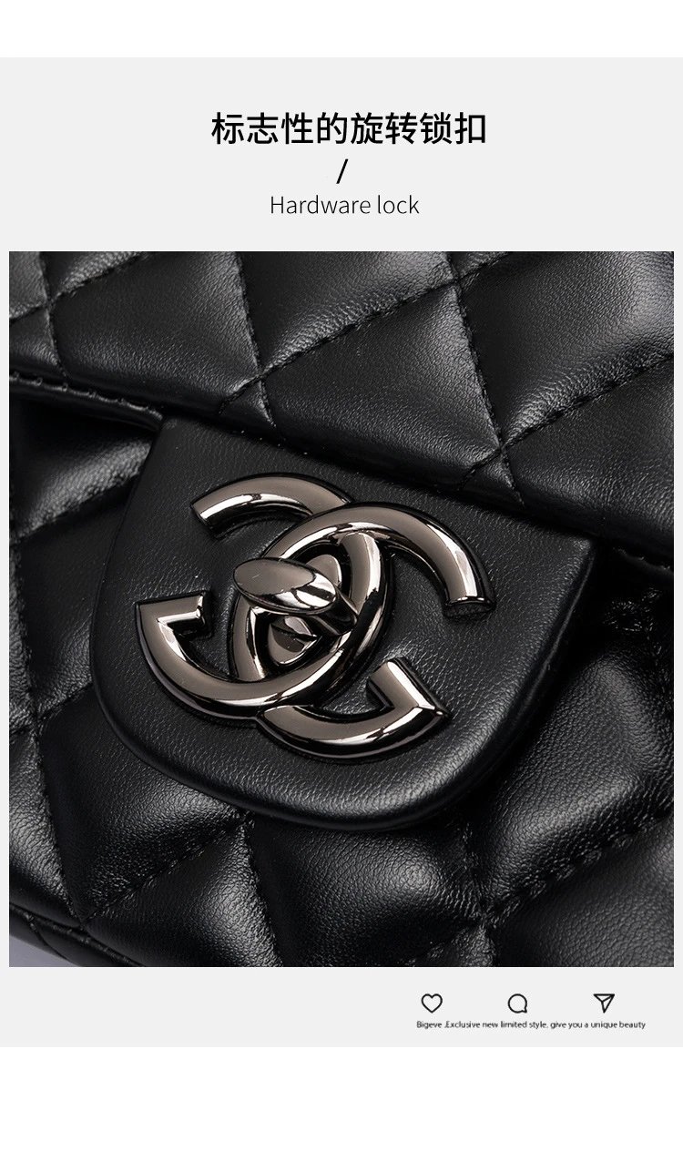 Chanel Classic Flap Bag Black Quilted Leather Chain Shoulder Bag - 10