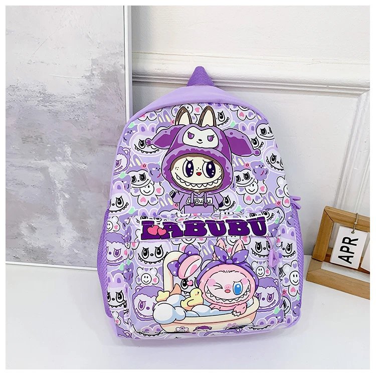 Design Labubu Pink Gingham Cartoon Print Mini Backpack - 30