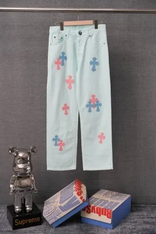 Chrome Hearts Cross Motif Light Blue Denim Jeans - 1