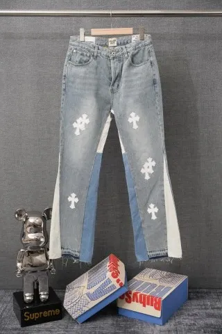 Chrome Hearts Cross-Embroidered Patchwork Denim Jeans - 1