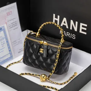 Chanel Mini Coco Handle Black Quilted Leather Chain Bag Handbags