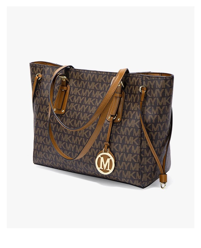 Michael Kors Jet Set Travel Tote Brown Monogram Canvas Handbag Tote Bag - 29