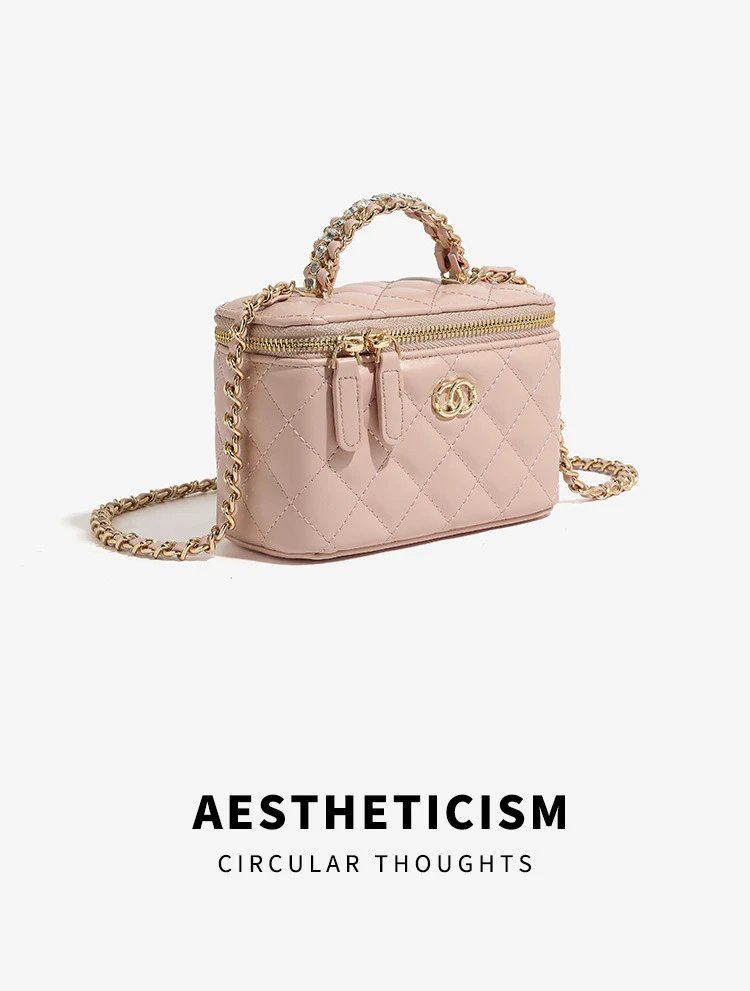 Chanel Mini Vanity Case Off-White Quilted Chain Bag - 17