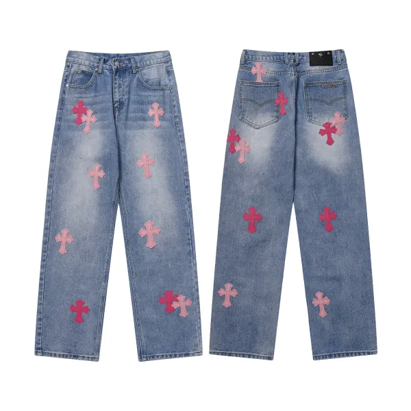 Chrome Hearts x NoStylist Embroidered Cross Patch Light Wash Jeans - 15