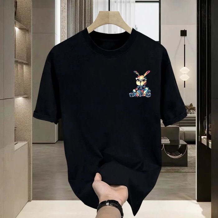 Design Rabbit Graffiti Print White T-Shirt - 11