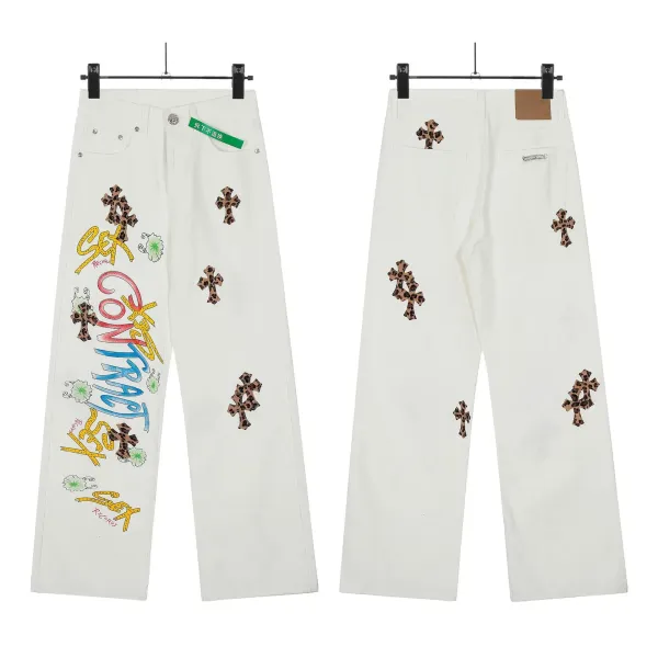 Chrome Hearts x NoStylist Embroidered Cross Patch Light Wash Jeans - 44