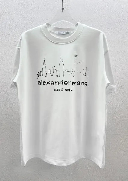 Alexander Wang Logo Neck T-Shirt White T-Shirt - 34