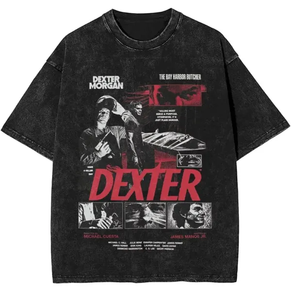 Design Dexter Morgan Poster Print Black Acid Wash T-Shirt T-Shirts - 1