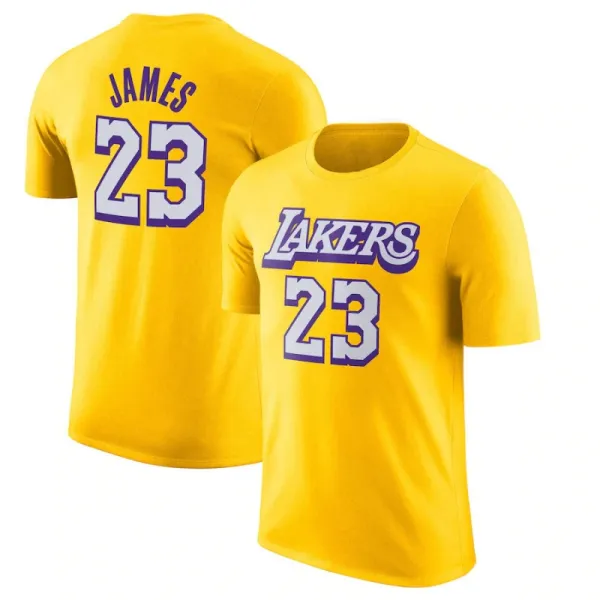 Los Angeles Lakers LeBron James #23 Yellow T-Shirt - 1