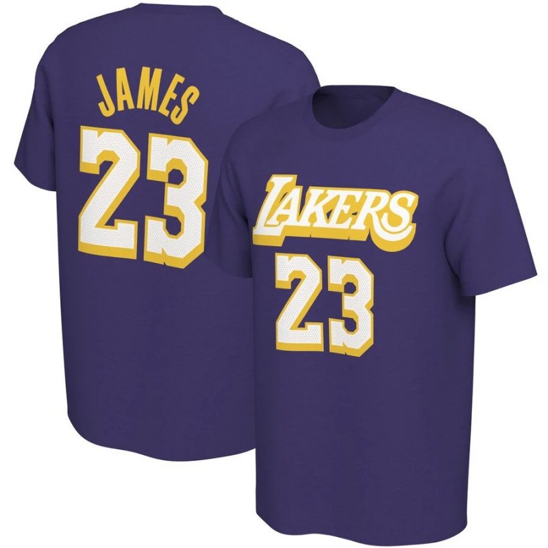 Los Angeles Lakers LeBron James #23 Purple Jersey T-Shirt - 1