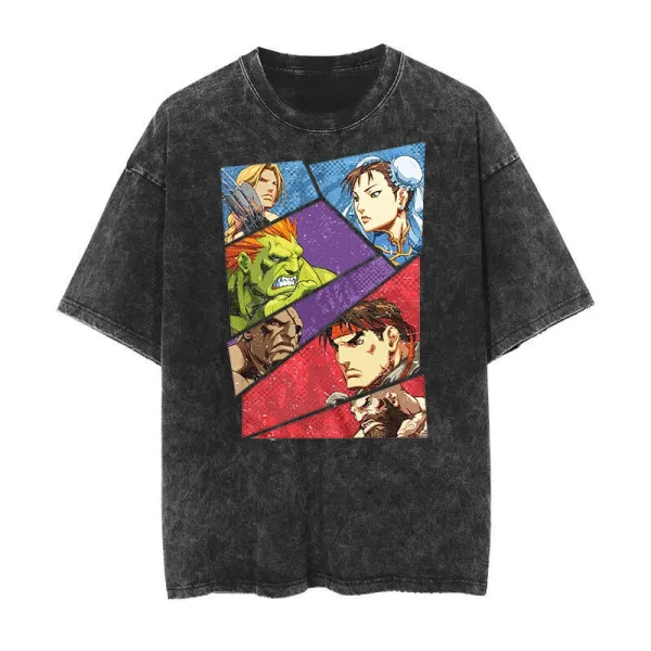 Design Comic Collage Washed Black T-Shirt - 1