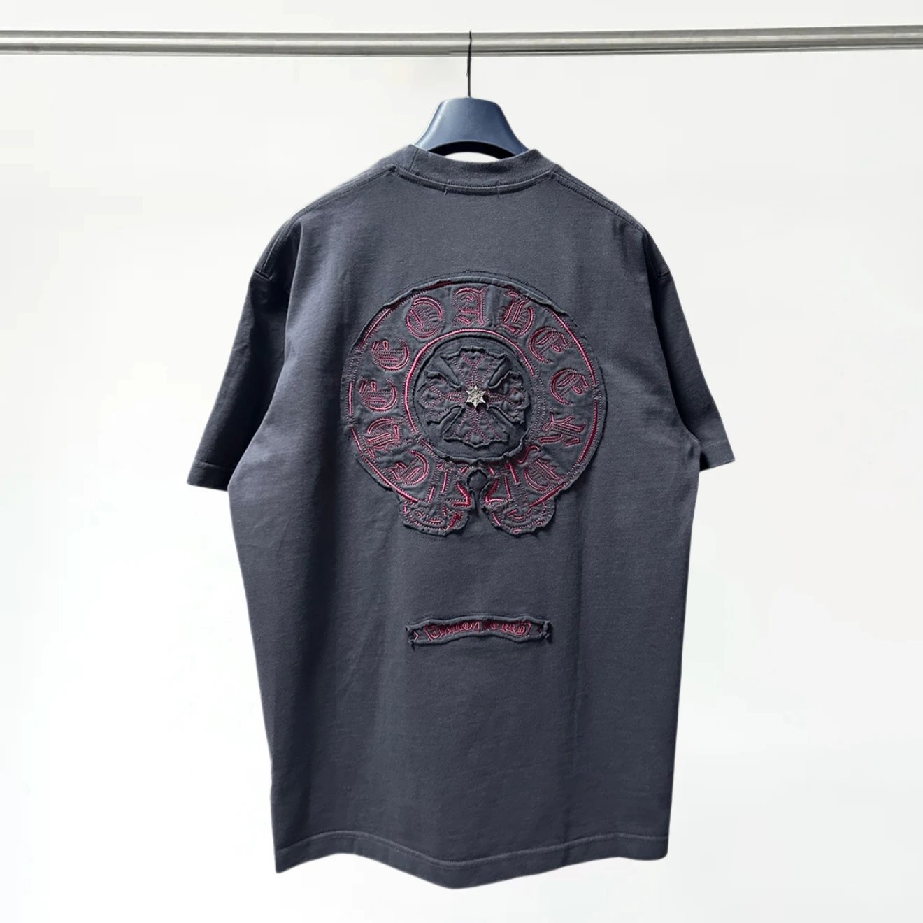 Chrome Hearts Floral Embroidered T-Shirt Charcoal Gray T-Shirt - 8