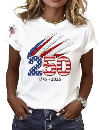 Design 250th Anniversary Patriotic Graphic T-Shirt Blue - 7