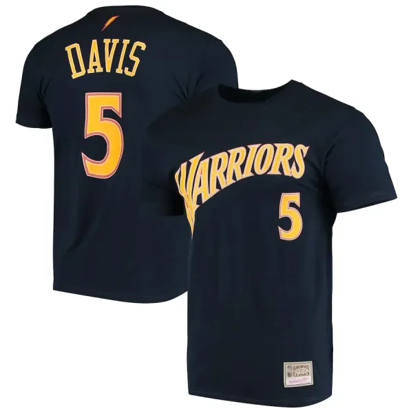 Mitchell & Ness Golden State Warriors Jason Davis #5 Navy Throwback Jersey T-Shirt - 1