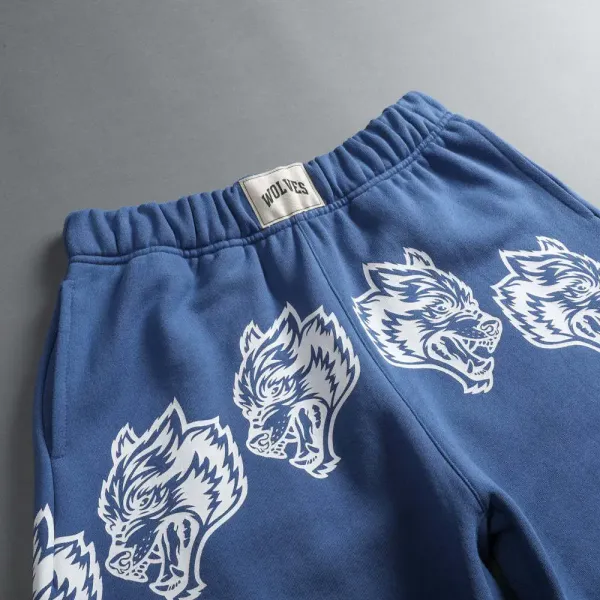 Wolves Club Wolf Head Print Black Shorts - 11
