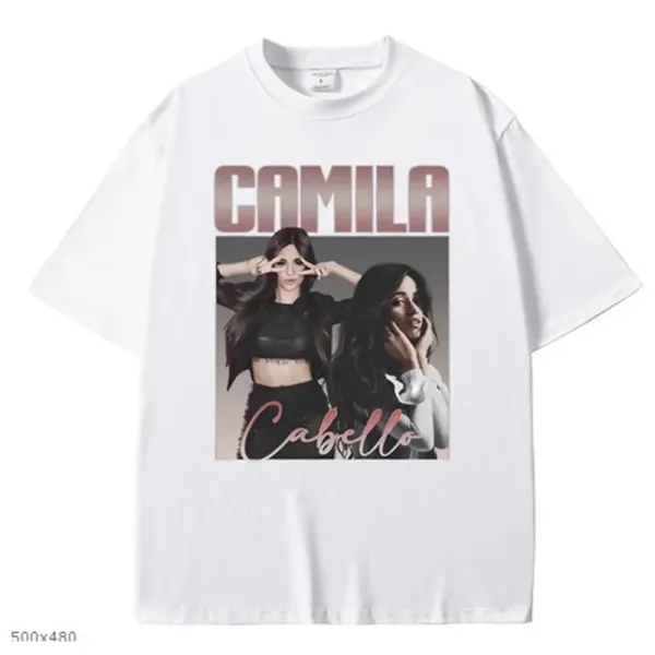 Design Camila Cabello Graphic Print White T-Shirt - 1