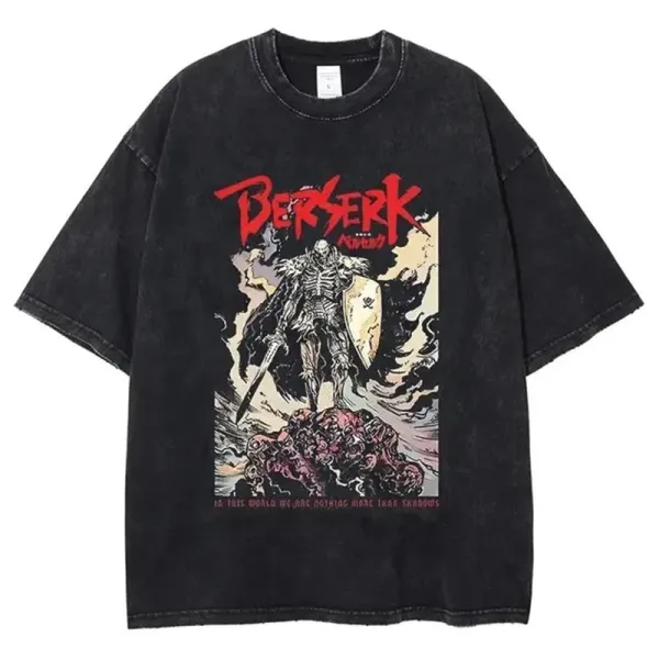 Design Berserk x Unknown Artist Graphic Washed Black T-Shirt T-Shirts - 1