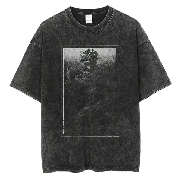 Design Acid Wash Graphic T-Shirt Black - 1