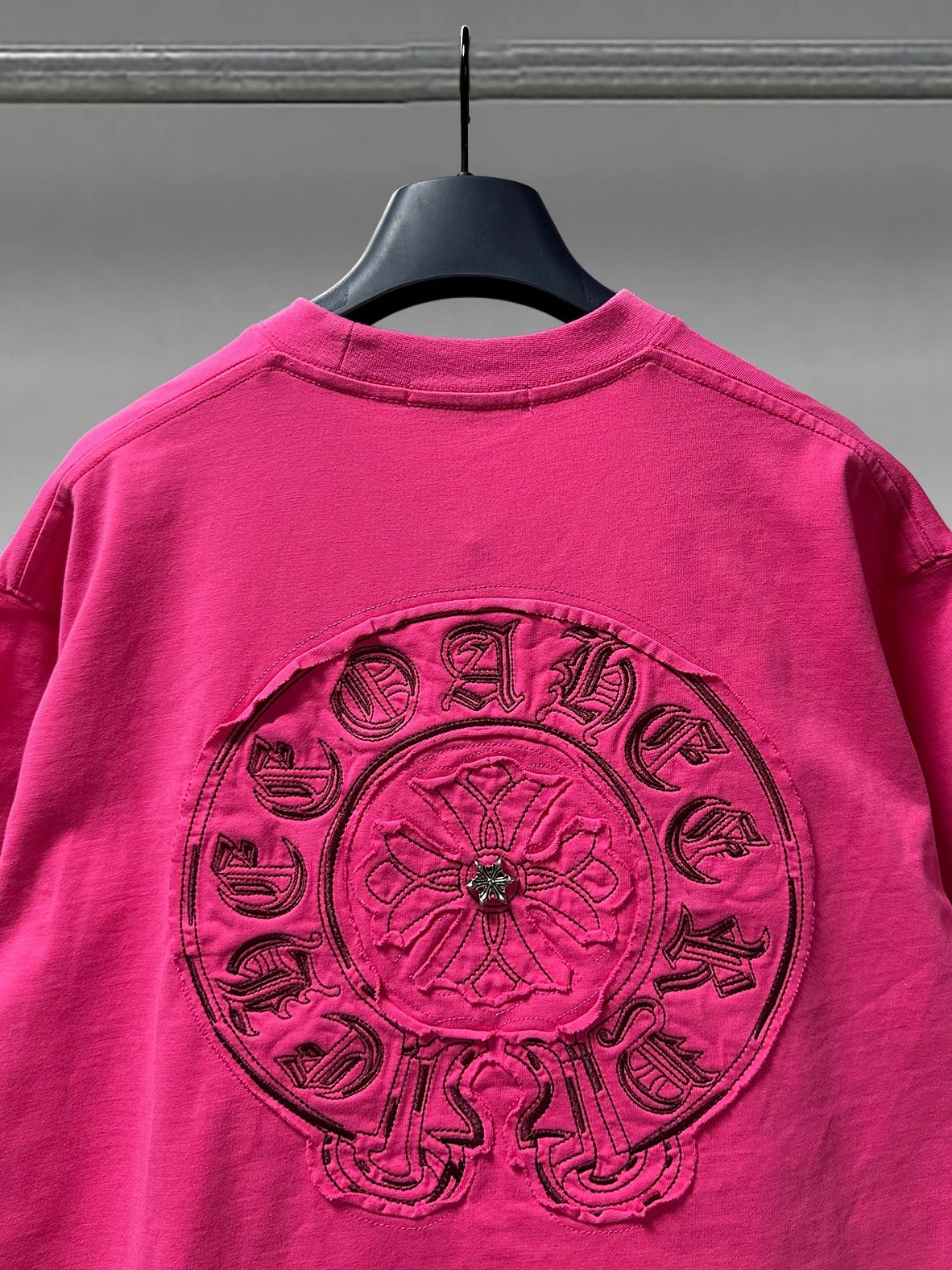 Chrome Hearts Floral Embroidered T-Shirt Charcoal Gray T-Shirt - 14