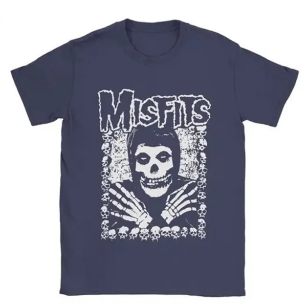 Design Misfits Fiend Skull Navy T-Shirt T-Shirts - 1