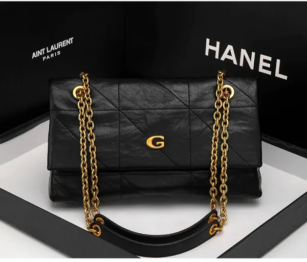 Chanel Gabrielle Small Black Quilted Leather Chain Bag - 15