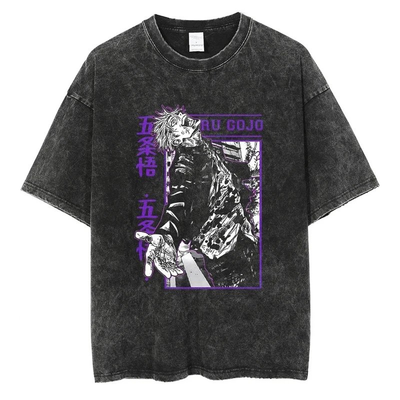 Design Jujutsu Kaisen Gojo Satoru Acid Wash T-Shirt
