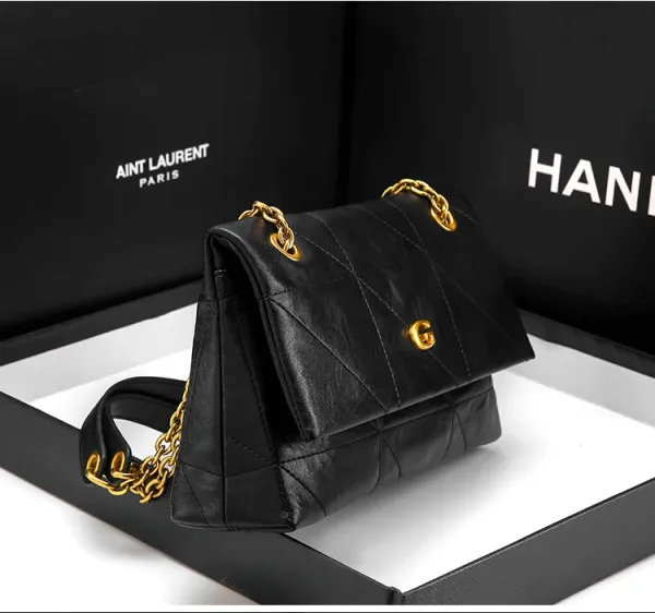 Chanel Gabrielle Small Black Quilted Leather Chain Bag - 16