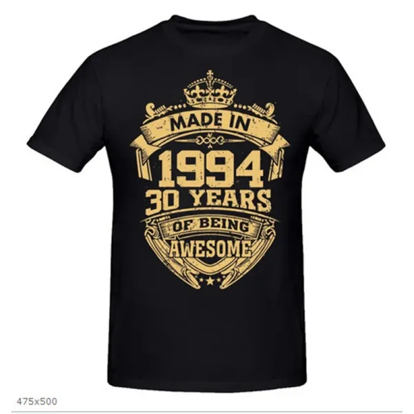 Design Made in 1994 30 Years of Being Awesome Black T-Shirt - 1