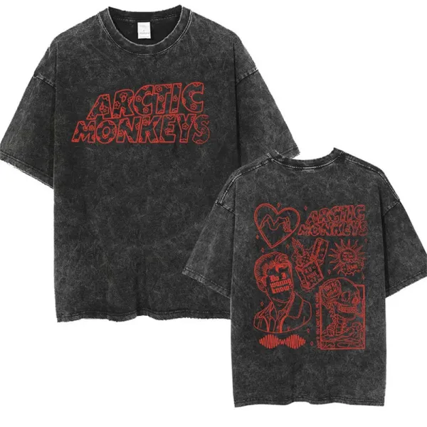 Design Arctic Monkeys Acid Wash Graphic T-Shirt Black T-Shirts - 1