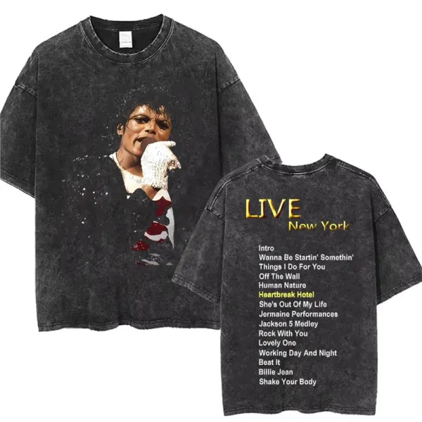Design Michael Jackson Live New York Graphic T-Shirt Black T-Shirts - 1