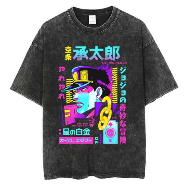 Design JoJo's Bizarre Adventure Jotaro Kujo Acid Wash T-Shirt - 1