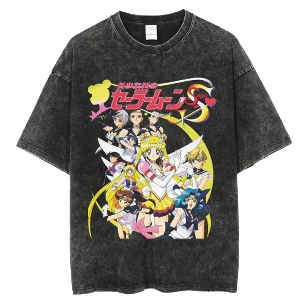 Design Sailor Moon S Vintage Wash T-Shirt Black T-Shirts - 1