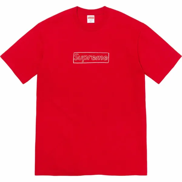 Supreme Box Logo Embroidered Red T-Shirt - 1