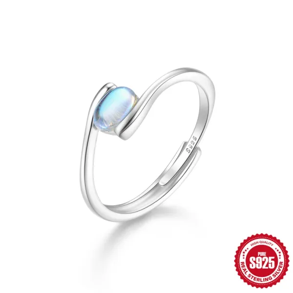 Design S925 Sterling Silver Moonstone Ring Jewelry - 1