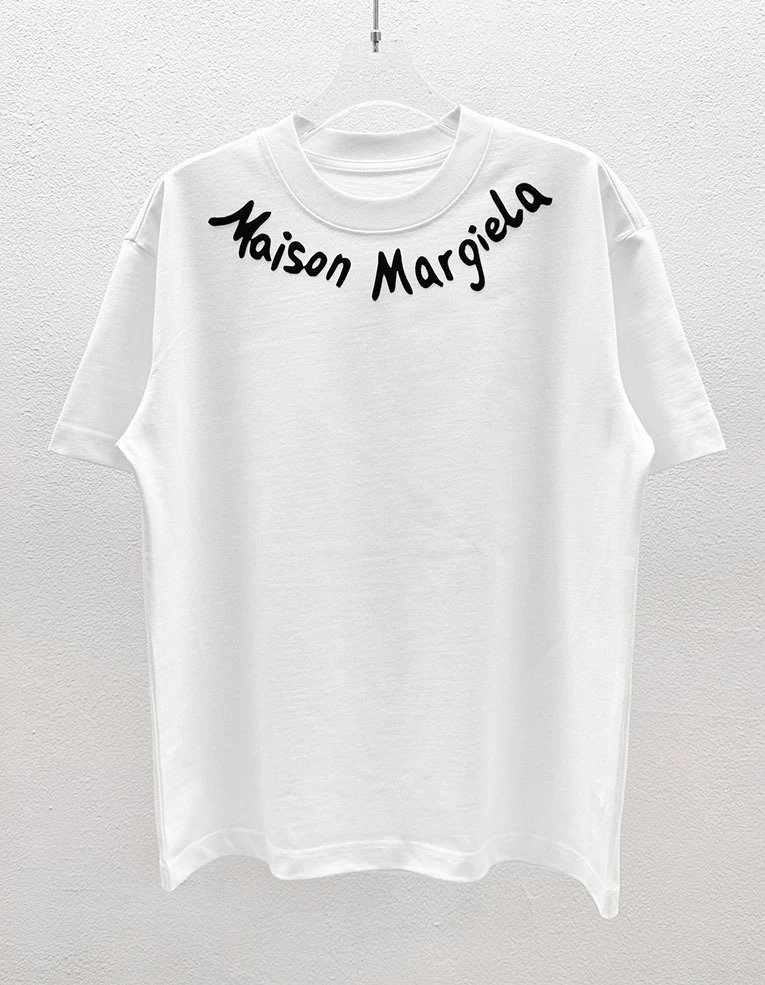 Maison Margiela Logo Embroidered T-Shirt White and Black - 43