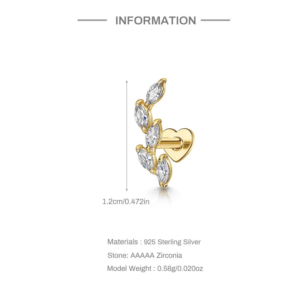 Design Opal Marquise Heart Back Earring Gold Jewelry - 6