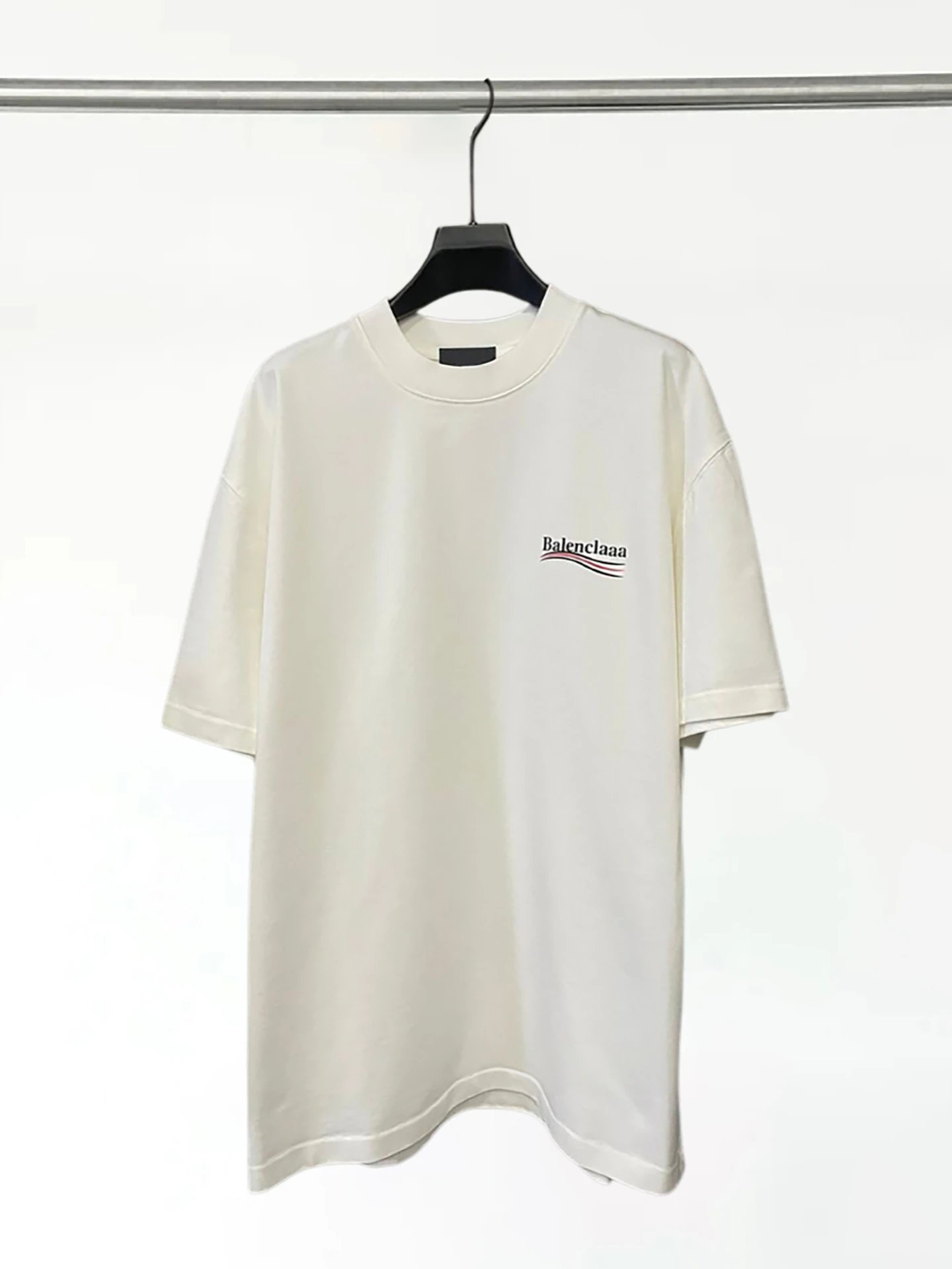 Balenciaga Logo Print Off-White T-Shirt - 7