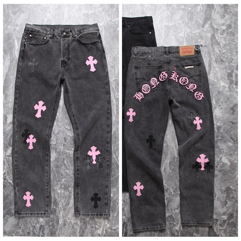 Chrome Hearts Cross-Embellished Wide-Leg Jeans Light Wash - 20