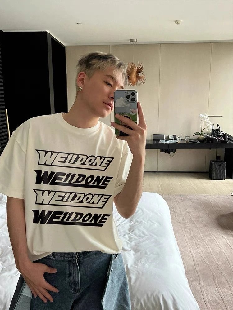 Design Weidone Repeat Logo Graphic T-Shirt Charcoal Gray T-Shirt T-Shirts - 31