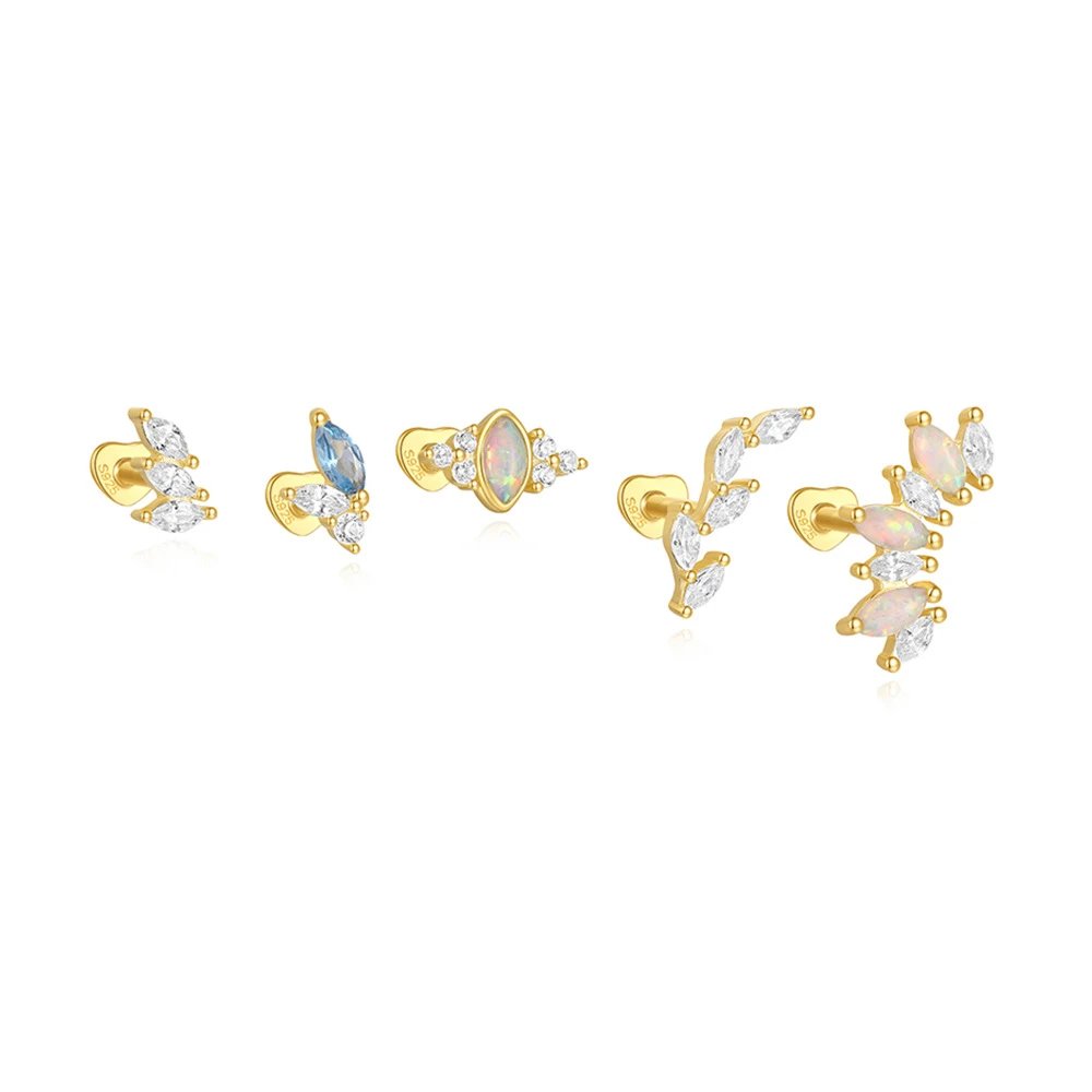 Design Opal Marquise Heart Back Earring Gold Jewelry - 12