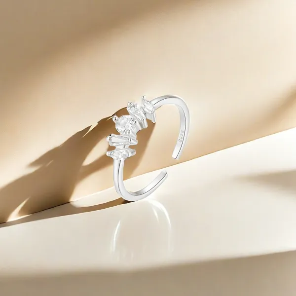 Design S925 Sterling Silver Multi-Stone Cluster Ring Silver Jewelry - 17